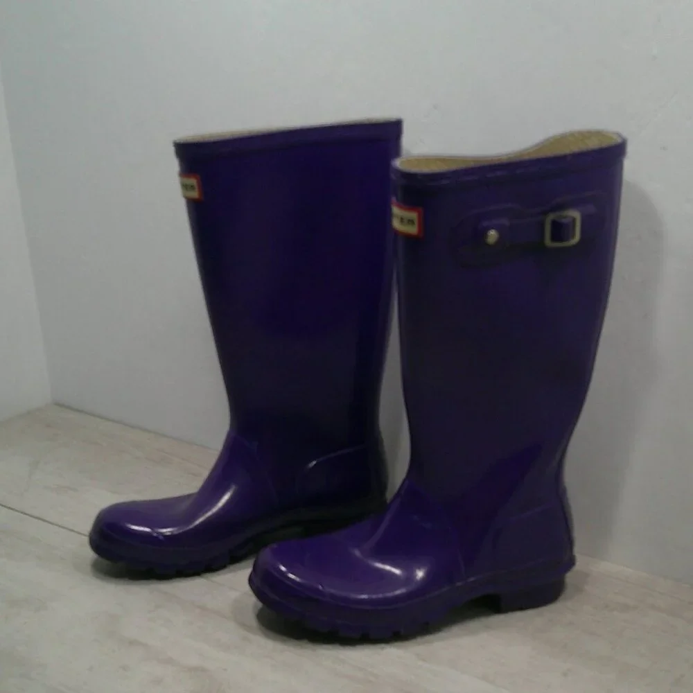 Hunter Purple Rain Tall Rubber Waterproof Puddle Stomping Rain Boots Size 5 M